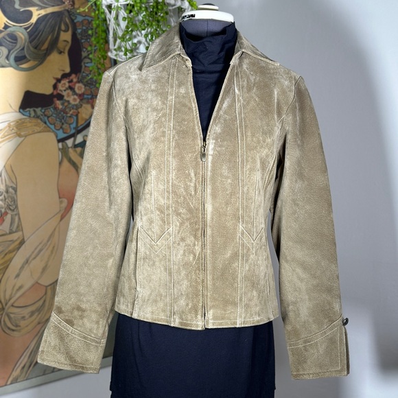 Live a Little Jackets & Blazers - Women’s Live a Little Genuine Leather Suede‎ Zip Up Jacket Size Small